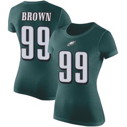 Football Women's Philadelphia Eagles #99 Jerome Brown Green Rush Pride Name & Number T-Shirt