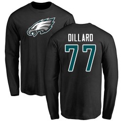 Andre Dillard Black Name & Number Logo - #77 Football Philadelphia Eagles Long Sleeve T-Shirt