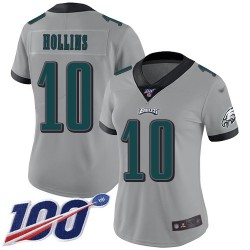Limited Women's Mack Hollins Silver Jersey - #10 Football Philadelphia Eagles 100th Season Inverted Legend
