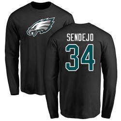 Andrew Sendejo Black Name & Number Logo - #34 Football Philadelphia Eagles Long Sleeve T-Shirt