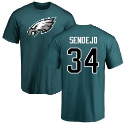 Andrew Sendejo Green Name & Number Logo - #34 Football Philadelphia Eagles T-Shirt