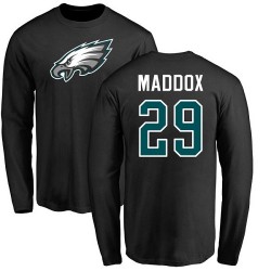 Avonte Maddox Black Name & Number Logo - #29 Football Philadelphia Eagles Long Sleeve T-Shirt