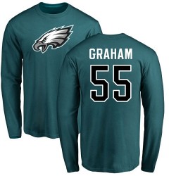 Brandon Graham Green Name & Number Logo - #55 Football Philadelphia Eagles Long Sleeve T-Shirt