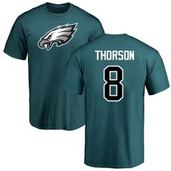 Clayton Thorson Green Name & Number Logo - #8 Football Philadelphia Eagles T-Shirt