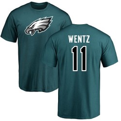 Carson Wentz Green Name & Number Logo - #11 Football Philadelphia Eagles T-Shirt