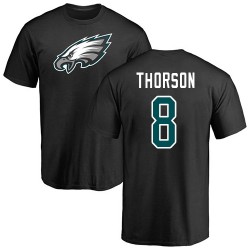Clayton Thorson Black Name & Number Logo - #8 Football Philadelphia Eagles T-Shirt