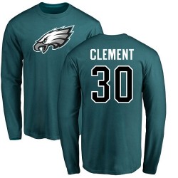 Corey Clement Green Name & Number Logo - #30 Football Philadelphia Eagles Long Sleeve T-Shirt