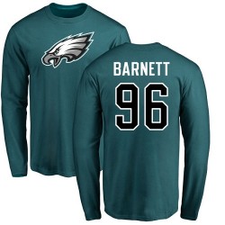Derek Barnett Green Name & Number Logo - #96 Football Philadelphia Eagles Long Sleeve T-Shirt