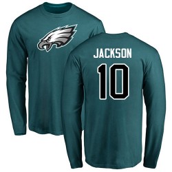 DeSean Jackson Green Name & Number Logo - #10 Football Philadelphia Eagles Long Sleeve T-Shirt