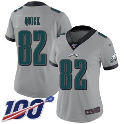 Limited Women's Mike Quick Silver Jersey - #82 Football Philadelphia Eagles 100th Season Inverted Legend