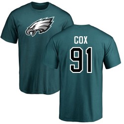 Fletcher Cox Green Name & Number Logo - #91 Football Philadelphia Eagles T-Shirt