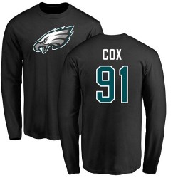 Fletcher Cox Black Name & Number Logo - #91 Football Philadelphia Eagles Long Sleeve T-Shirt
