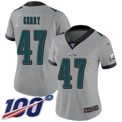 Limited Women's Nate Gerry Silver Jersey - #47 Football Philadelphia Eagles 100th Season Inverted Legend