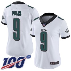 Limited Women's Nick Foles White Road Jersey - #9 Football Philadelphia Eagles 100th Season Vapor Untouchable