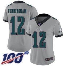 Limited Women's Randall Cunningham Silver Jersey - #12 Football Philadelphia Eagles 100th Season Inverted Legend