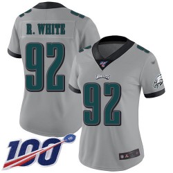 Limited Women's Reggie White Silver Jersey - #92 Football Philadelphia Eagles 100th Season Inverted Legend