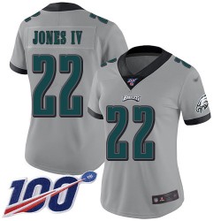 Limited Women's Sidney Jones Silver Jersey - #22 Football Philadelphia Eagles 100th Season Inverted Legend
