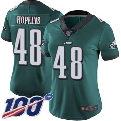 Limited Women's Wes Hopkins Midnight Green Home Jersey - #48 Football Philadelphia Eagles 100th Season Vapor Untouchable