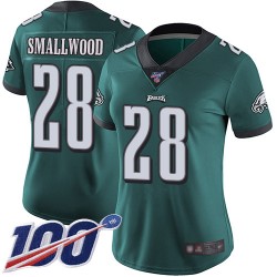 Limited Women's Wendell Smallwood Midnight Green Home Jersey - #28 Football Philadelphia Eagles 100th Season Vapor Untouchable