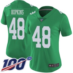 Limited Women's Wes Hopkins Green Jersey - #48 Football Philadelphia Eagles 100th Season Rush Vapor Untouchable