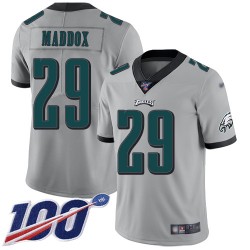 Limited Youth Avonte Maddox Silver Jersey - #29 Football Philadelphia Eagles 100th Season Inverted Legend