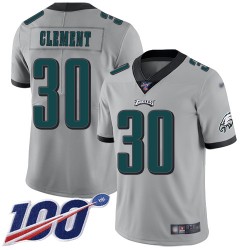 Limited Men's Corey Clement Silver Jersey - #30 Football Philadelphia Eagles 100th Season Inverted Legend