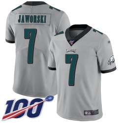 Limited Youth Ron Jaworski Silver Jersey - #7 Football Philadelphia Eagles 100th Season Inverted Legend