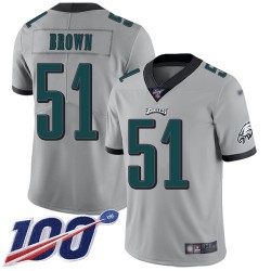 Limited Youth Zach Brown Silver Jersey - #51 Football Philadelphia Eagles 100th Season Inverted Legend
