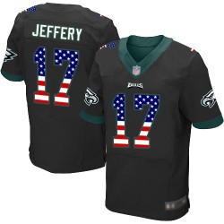 Elite Men's Alshon Jeffery Black Alternate Jersey - #17 Football Philadelphia Eagles USA Flag Fashion