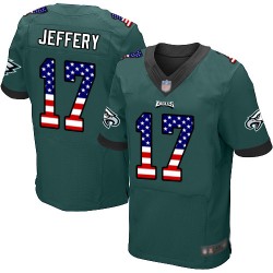 Elite Men's Alshon Jeffery Midnight Green Home Jersey - #17 Football Philadelphia Eagles USA Flag Fashion