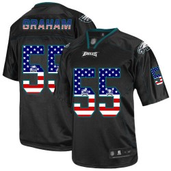Elite Men's Brandon Graham Black Jersey - #55 Football Philadelphia Eagles USA Flag Fashion