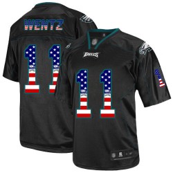 Elite Men's Carson Wentz Black Jersey - #11 Football Philadelphia Eagles USA Flag Fashion