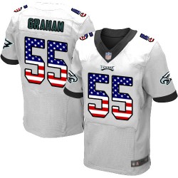 Elite Men's Brandon Graham White Road Jersey - #55 Football Philadelphia Eagles USA Flag Fashion