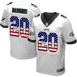 Elite Men's Brian Dawkins White Road Jersey - #20 Football Philadelphia Eagles USA Flag Fashion