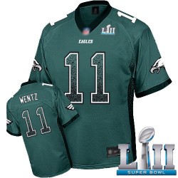 Elite Men's Carson Wentz Midnight Green Jersey - #11 Football Philadelphia Eagles Super Bowl LII Drift Fashion