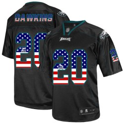 Elite Men's Brian Dawkins Black Jersey - #20 Football Philadelphia Eagles USA Flag Fashion