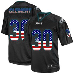 Elite Men's Corey Clement Black Jersey - #30 Football Philadelphia Eagles USA Flag Fashion